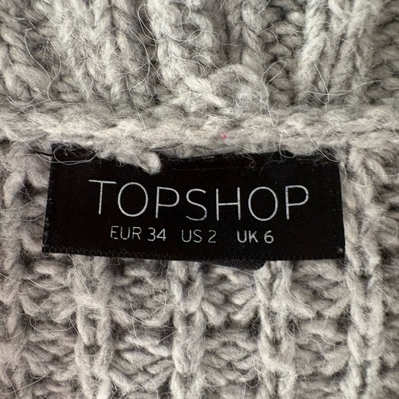 Top shop, size 2, solid grey loose knitted over size pockets cardigan cozy - Picture 4 of 8